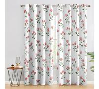 NIYAKA Rideau Occultant Floral Rose, Rideau Occultant Thermiques Fleur, Tenture Opaque à Oeillets Isolation Lumiere Salon Decoration Chambre, 140x260 cm (LxH)