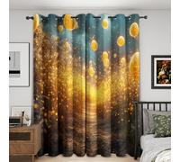 NIYAKA Rideau Occultant Forêt Enchantée, Rideau Occultant Thermiques Fantaisie Salon, Tenture Opaque à Oeillets Isolation Lumiere Salon Decoration Chambre, 140x245 cm (LxH)