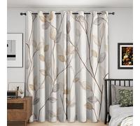 NIYAKA Rideau Occultant Thermique Motif Feuille, Rideau Occultant Vintage Plante, Tenture Opaque à Oeillets Isolation Lumiere Salon Decoration Chambre, 140x240 cm (LxH)