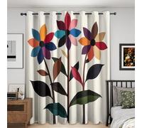 NIYAKA Rideau Occultant Thermique Motif Fleur, Rideau Occultant Floral Vintage, Tenture Opaque à Oeillets Isolation Lumiere Salon Decoration Chambre, 117x137 cm (LxH)