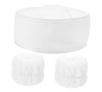 NIYANGLE 1 Ensemble Bandes de Tête Poignet Flanelle Absorbantes pour Lavage Visage Accessoires Non Glissants pour Maquillage et Soins Spa Couleur Blanche