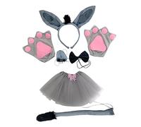 NIYANGLE 1 Ensemble Costume de Âne pour Adultes Ensemble Accessoires Cosplay avec Oreilles Queue et Nez Déguisement Créatif pour Fête Anniversaire et Halloween