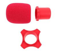 NIYANGLE 1 Set Bonnette Anti-vent pour Microphone Filtre en Mousse pour Microphone en Silicone et Plastique Rouge Protection Complète Réduit le Bruit du Vent Équipement D'enregistrement