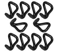 NIYANGLE 10 Crochets de Rangement en Acier Inoxydable Noir, Double Crochet Renforcé avec Revêtement Plastique, Capacité de Charge Élevée pour Entreposage Sécurisé en Logistique et