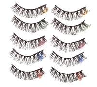 NIYANGLE 10 Faux Cils Colorés Ensemble Cils Fins pour Maquillage Cosplay Parfaits pour Halloween et Événements Spéciaux