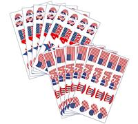 NIYANGLE 10 feuilles Autocollants Temporaires Drapeau Américain pour Visage et Corps Décorations Patriotiques Étanches pour Fête de Lindépendance Variés et Filles