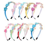 NIYANGLE 10 Pièces Bandeaux Garçon Fille Cœur Élégant Sequins Forme de Cœur Accessoire Mignon pour Fêtes