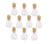 NIYANGLE 10 pièces Lot de Mini Bouteilles en Verre Transparentes avec Bouchon en Liège Base Plate Décoratives pour DIY Bijoux Pots à Souhaits et Créations