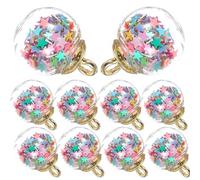 NIYANGLE 10 pièces Lot de Pendentifs Boule Verre Transparent pour Bijoux DIY Breloques Suspendues Légères Accessoires Décoratifs pour Création Colliers et Boucles Oreilles