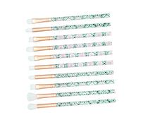 NIYANGLE 10 Pièces Lot De Pinceaux Maquillage Yeux Manche Plastique Poils Verts Cosmétique Coffret Pinceaux Maquillages Set Lot