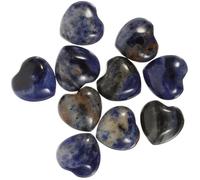 NIYANGLE 10 Pièces Pierre en Cristal Naturelle de Cœur, 15mm, Bleue | Ornement de Table, Pierre Brute Naturelle sans Trou, pour Bureau, Noël, Fête, Garçon et Filles