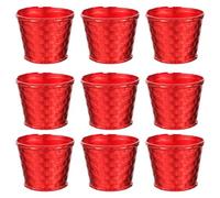 NIYANGLE 10 Pièces Rouge Seau de Fixation Décoratif pour Sapin de Noël, | Base Stable pour Mini Arbre, Pot Compact pour Plantes en Pot, Usage Bureau et Centre de Table