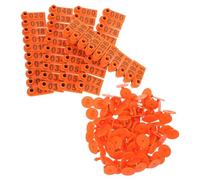 NIYANGLE 100 Étiquettes Auriculaires en Plastique Orange pour Bétail Numéros Gravés, Identification Animale pour Vaches, Moutons et Veaux, Boucle D’oreille Résistante pour Élevage Agricole