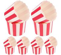 NIYANGLE 100 pièces Caissettes Cupcake Papier Résistantes à Haute Température Lot Rayures Rouges et Blanches Moules Muffins Pâtisserie pour Fête Anniversaire et Cuisine