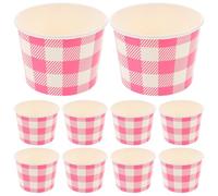 NIYANGLE 10pcs Gobelets à Glace en Papier Rose 16oz Recyclables et Sûrs pour Aliments pour Boulangeries et Glaciers