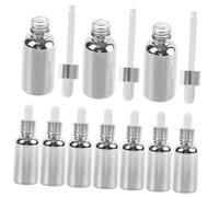 NIYANGLE 10pièces Bouteilles Pipette Réutilisables Argentées Flacons Étanches Pour Huiles Essentielles Et Parfums Précision Application Avec Pipette