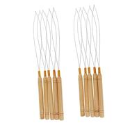 NIYANGLE 10pièces Enfile-boucles à Crochet Bois Pour Extensions De Cheveux Kit Outils Avec Aiguilles Acier Inoxydable Outil De Coiffure Pratique