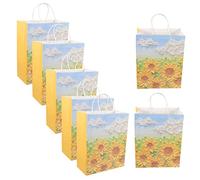 NIYANGLE 10pièces Sacs Papier Kraft Avec Poignées Sacs Papier Tournesol à Bijoux Cadeau Pour De Fête Vêtements