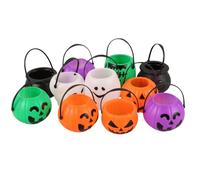 NIYANGLE 11 Pièces Seau à Bonbons en Plastique Vert Grosse Capacité Facile à Transporter Forme Citrouille pour Fête Halloween Décoration Originale
