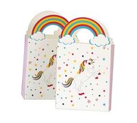 NIYANGLE 12 Pièces Traiter Les Sacs- En Papier Sacs Arc-en-ciel Licorne Sachets De Chips En Papier En Avec Poignée De Fête De Bébé Chocolat Mariage