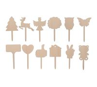 NIYANGLE 12 Piquets pour Pots de Fleurs en Bois Naturel, Étiquettes pour Plantes Soi-même, Solide et Réutilisable, Écriture Recto Verso, Fournitures de Jardinage, 12 Pièces