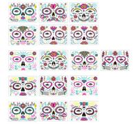 NIYANGLE 16 Feuilles Tatouages Temporaires Fluorescents Solide et Faciles à Appliquer pour Visage Halloween Autocollants Adhésifs Réalistes et Lumineux pour Adultes et Garçon et Filles Lors