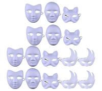 NIYANGLE 16 Pièces Masque Blanc en Pâte à Papier à Décorer DIY pour Bal Masqué et Carnaval, Accessoire Fait Main pour Développer la Créativité et L'habileté Manuelle