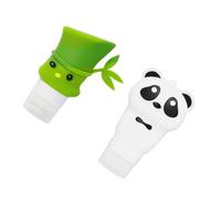 NIYANGLE 1ensemble Bouteille Distributeur De Lotion De Qualité Alimentaire De Panda Bamboo Pour Shampooing Gel Voyage Et Maison