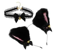 NIYANGLE 1Ensemble Costume De Chat Ensemble Bandeau Oreilles De Chat Collier Et Clochette Accessoire De Fête Pour Cosplay Halloween Et Déguisements