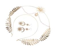 NIYANGLE 1ensemble Couronne De Mariage Femme Avec Boucles Oreilles Ensemble De Diadème Et Bandeau Double Couche Accessoire Élégant Pour Photos Et Événements Spéciaux
