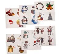 NIYANGLE 1ensemble Temporaires De Noël Autocollants De Corps Imperméables Pour Fêtes Hiver Décorations De Fête Avec Père Noël Et Rennes Lot De Stickers Amusants Pour Célébrations