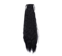 NIYANGLE 1pièce Corn Curly Hair Wig Avec Queue De Cheval à Ruban Extensions De Cheveux Ondulés Synthétiques Noir Naturel