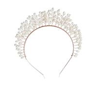 NIYANGLE 1pièce Couronne De Mariage Diadème Woven Handmade Rose Pour Et Accessoire De Cheveux Fait Main Pour Mariées Et