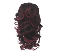 NIYANGLE 1pièce Perruque Curly Synthétique Avec Clip à Pince Extensions De Cheveux Queue De Cheval Bouclée Et Couleur