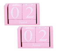 NIYANGLE 2 Ensembles Calendrier Perpétuel en Bois Rose pour Bureau et Salle de esign Stable avec Finition Bois Décorative, Style Vintage Européen Minimaliste Chic