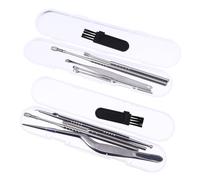 NIYANGLE 2 ensembles Kit de Outils pour Nettoyage des Oreilles Acier Inoxydable Curette Oreille Multifonction Facile à Utiliser Compact et Anti-rouille Adapté Usage Quotidien et Voyage