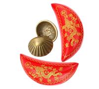 NIYANGLE 2 paires Lot de Tasses Divinatoires Taoïstes Cuivre Tasses Yin et Yang Lune Rouge Décorations Sacrées pour Rites Bouddhistes et Feng Shui Surface Lisse et Motifs Gravés