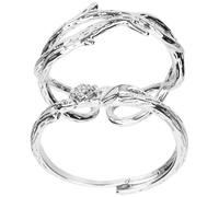 NIYANGLE 2 Pièces Bague Couple Rose Épine Réglable en Alliage Argenté, Duo