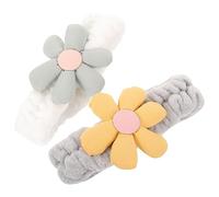 NIYANGLE 2 Pièces Bandeau Beauté Nettoyage Lavage Couler Fleur Soin Du Visage Tissu Tableau De Maquillage Bandes Satin Peau Bouclé Femme Bonjour Se Soucier Peluche
