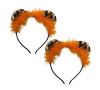 NIYANGLE 2 Pièces Bandeau Peluche Tigre Accessoire de Costume Mignon pour Fête et Cosplay Oreilles de Tigre Orange pour Événements et Activités Amusantes