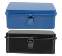 NIYANGLE 2 pièces Boîte à Outils Fer Robuste Organiseur Mécanique Compact Caisse de Rangement Métal pour Atelier et Voiture Coffre Pratique pour Électricien et Bricoleur