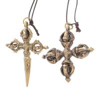 NIYANGLE 2 pièces Breloques Pendentifs Cuivre Doré Vajra Pendentifs DIY pour Collier et Accessoires Décoratifs Lot de Style Aléatoire