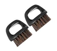 NIYANGLE 2 Pièces Brosse à Barbe Homme Poils de Sanglier Portative Manche Plastique Noir pour Coiffer Discipliner et Répartir Cire ou Format Compact Voyage