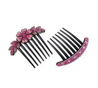 NIYANGLE 2 Pièces carte de fleurs fourchette en épingle à cheveux peigne à fourche de fourchette de cheveux de femmes peigne en épingle à cheveux peigne à cheveux strass rose