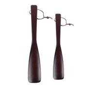 NIYANGLE 2 Pièces Chausse-pied Portable en Bois, Lève-chaussures Long | Prise en Main Sûre, Aide à Glisser le Pied, Protège les Chaussures, Coloris Noir