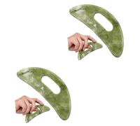 NIYANGLE 2 Pièces Panneau De Grattage Vert Masseur De Visage Planche Outil De Massage Visage Yeux Grattoir De Visage De Jade Pierre Soin Du Visage Outils De Soins De La Peau Cou Xiuyu