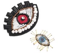 NIYANGLE 2 pièces Patchs DIY à Coudre Yeux Brodés Décoratifs pour Vêtements Sacs Chaussures Accessoires de Couture et Réparation Textile