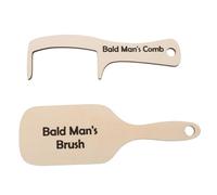NIYANGLE 2 pièces Peigne Chauve Bois sans Dents Brosse Douce pour Hommes Calvitie Drôle Saint Valentin et Fête Accessoire Original pour Sensible