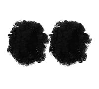 NIYANGLE 2 Pièces Perruques Résistantes la Chaleur Noires en Fibres Synthétiques Afro Courtes Bou s Confortables et Respirantes, pour Cosplay, Fêtes et Usage Quotidien