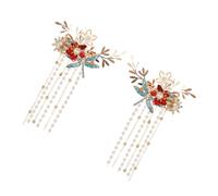 NIYANGLE 2 Pièces Pince à Cheveux Arrière Fleur Libellule Épingles à Cheveux Pompon Latéral Barrette Femme Pour Fins Épais